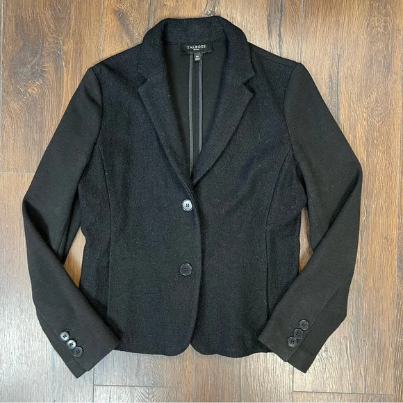 Talbots Black Wool Blend Fitted Career Blazer SZ 10P - Picture 1 of 5